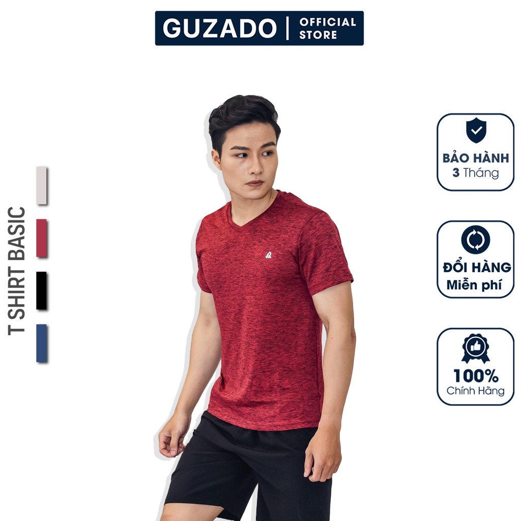 Áo Thun Nam Cổ Tim GUZADO(4 Màu), Chất Thể Thao, Co Giãn 4 Chiều KR20-06