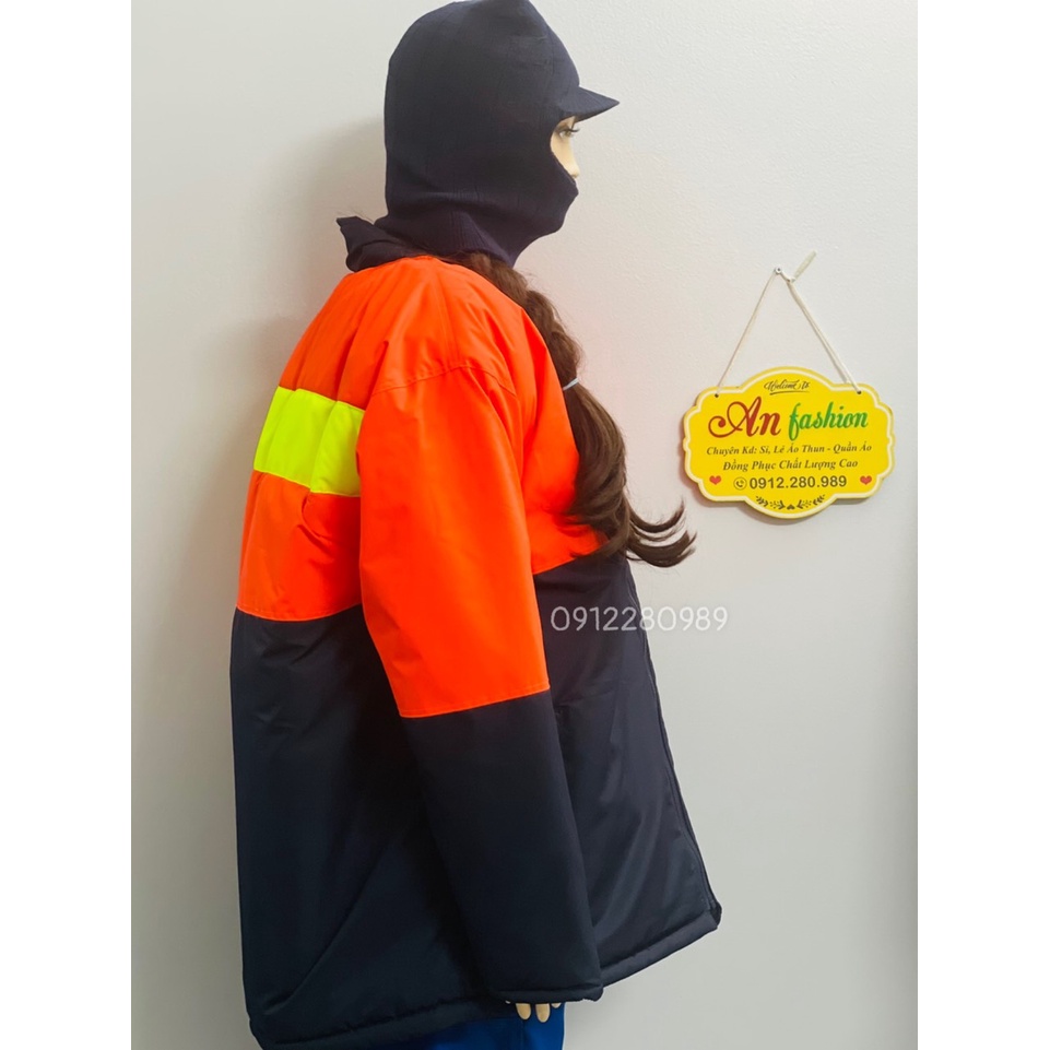 Áo bảo hộ dùng trong kho lạnh âm 35 độ có phản quang mặc siêu ấm_ Hình chụp thật