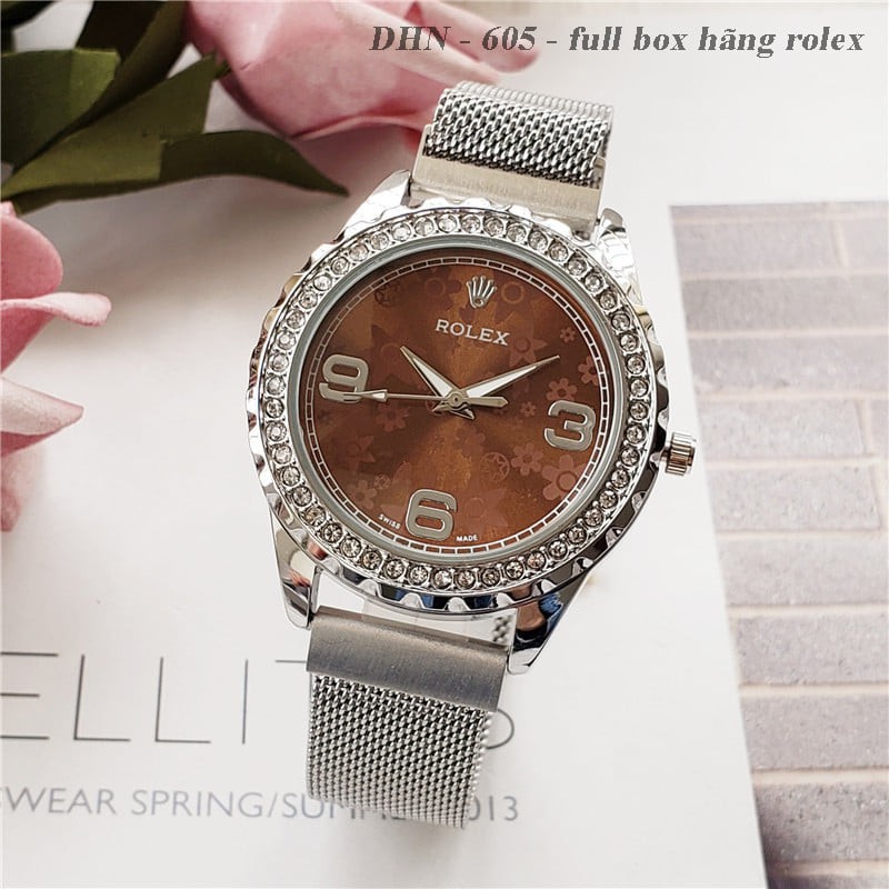 Đồng hồ nữ Rolex mặt tròn đính đá máy pin, dây hợp kim chống gỉ DHN605 Shop404 | BigBuy360 - bigbuy360.vn
