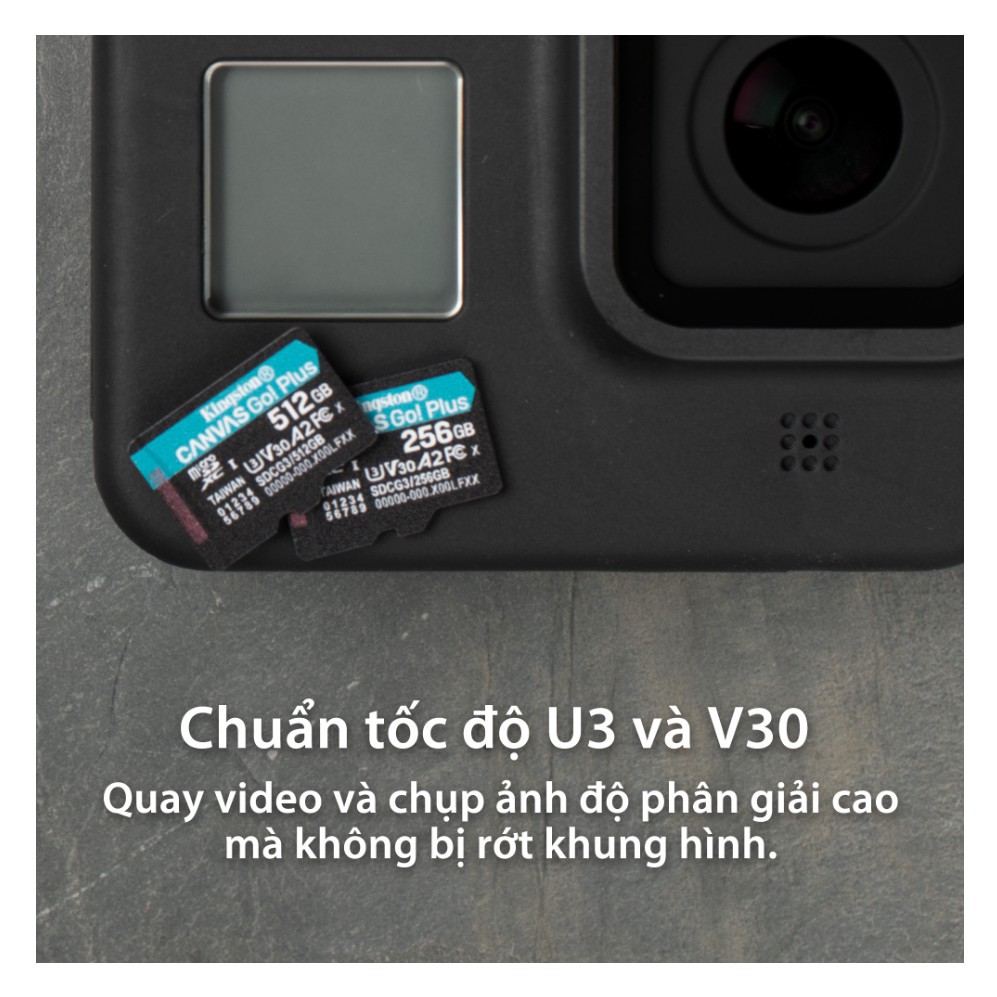 Thẻ nhớ Kingston Canvas Go Plus MicroSD 128GB cho di động Android, camera, flycam và sản xuất video 4K SDCG3/128G
