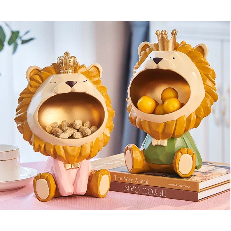 Tượng trang trí hình chú sư tử để bàn siêu xinh đựng vật dụng- bánh kẹo- chìa khóa, trưng bày hoặc quà tặng, cao 23cm
