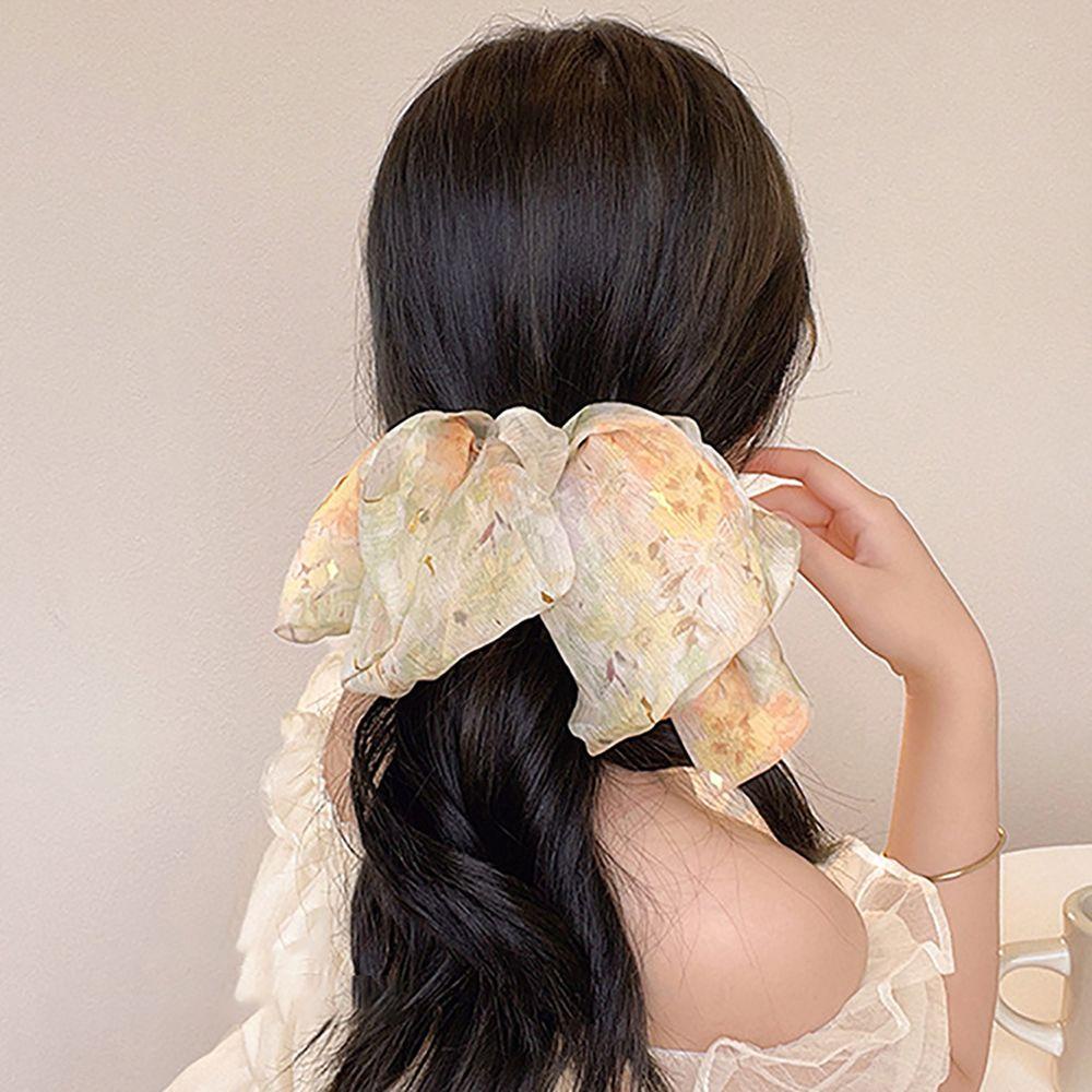 Kẹp Tóc Nơ Vải Chiffon Dễ Thương Phong Cách Vintage