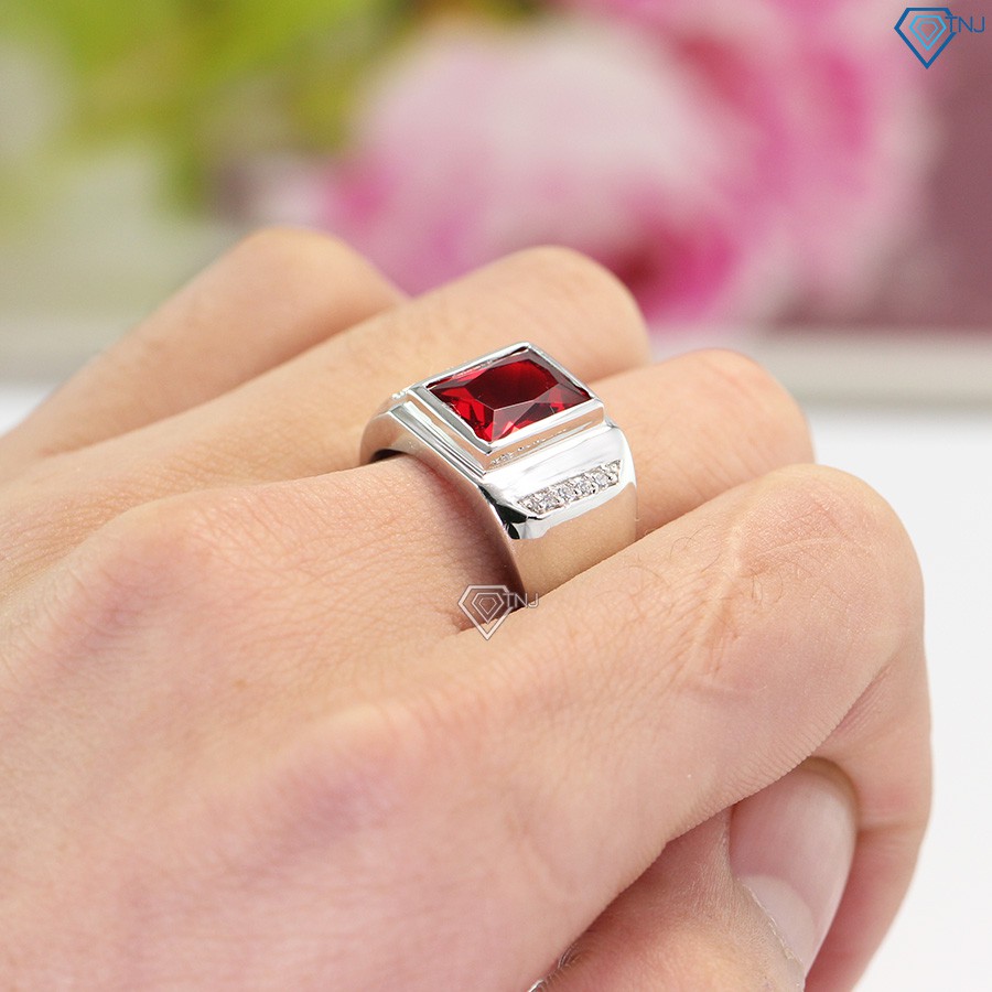 Nhẫn bạc nam mặt đá đỏ sang trọng NNA0047 Trang Sức TNJ