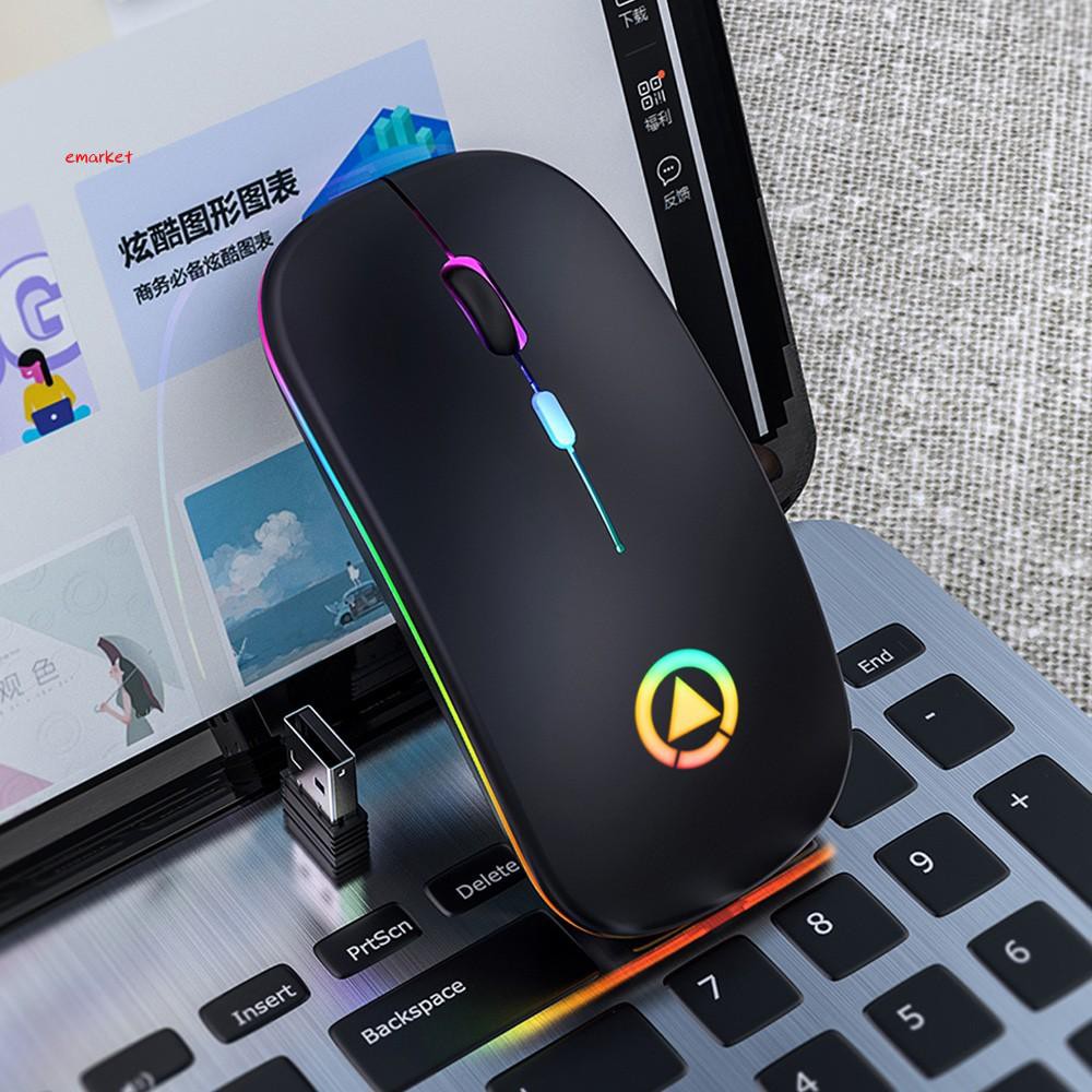 Exclusive® A2 Wireless Mouse Silent LED Backlit Mouse USB Optical Ergonomic Gaming Mouse PC Computer Mouse For Laptop PC