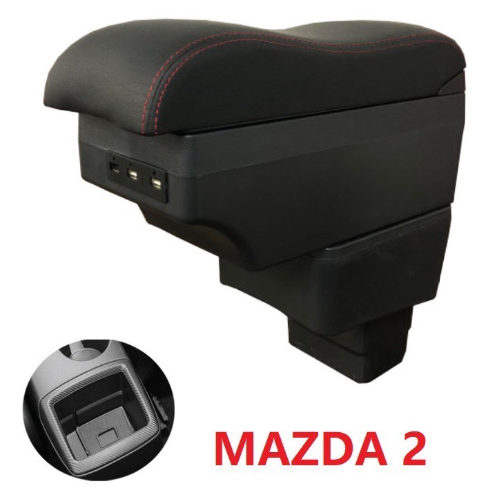 Hộp tỳ tay xe hơi, ô tô cao cấp dùng cho Mazda 2 tích hợp 6 cổng USB - Mã EXPD-MZDA
