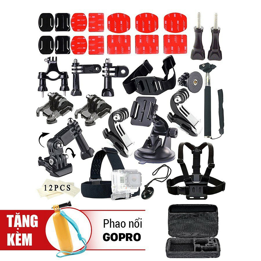 Bộ phụ kiện GOPRO, SJCAM 43 in 1,7in1,50in1 cao cấp POPO + FREE 1 phao nổi