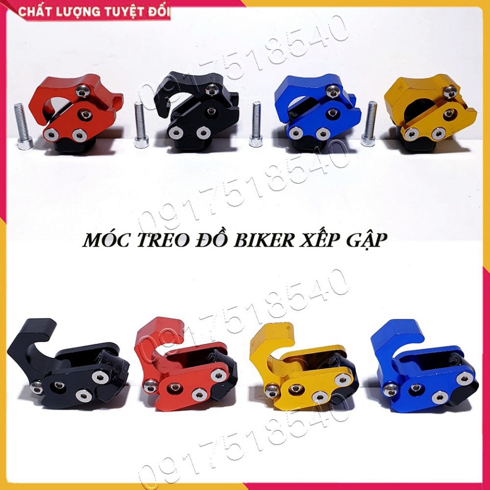 Móc treo đồ Biker Xếp Gập Nhôm CNC Ảnh thật Sp