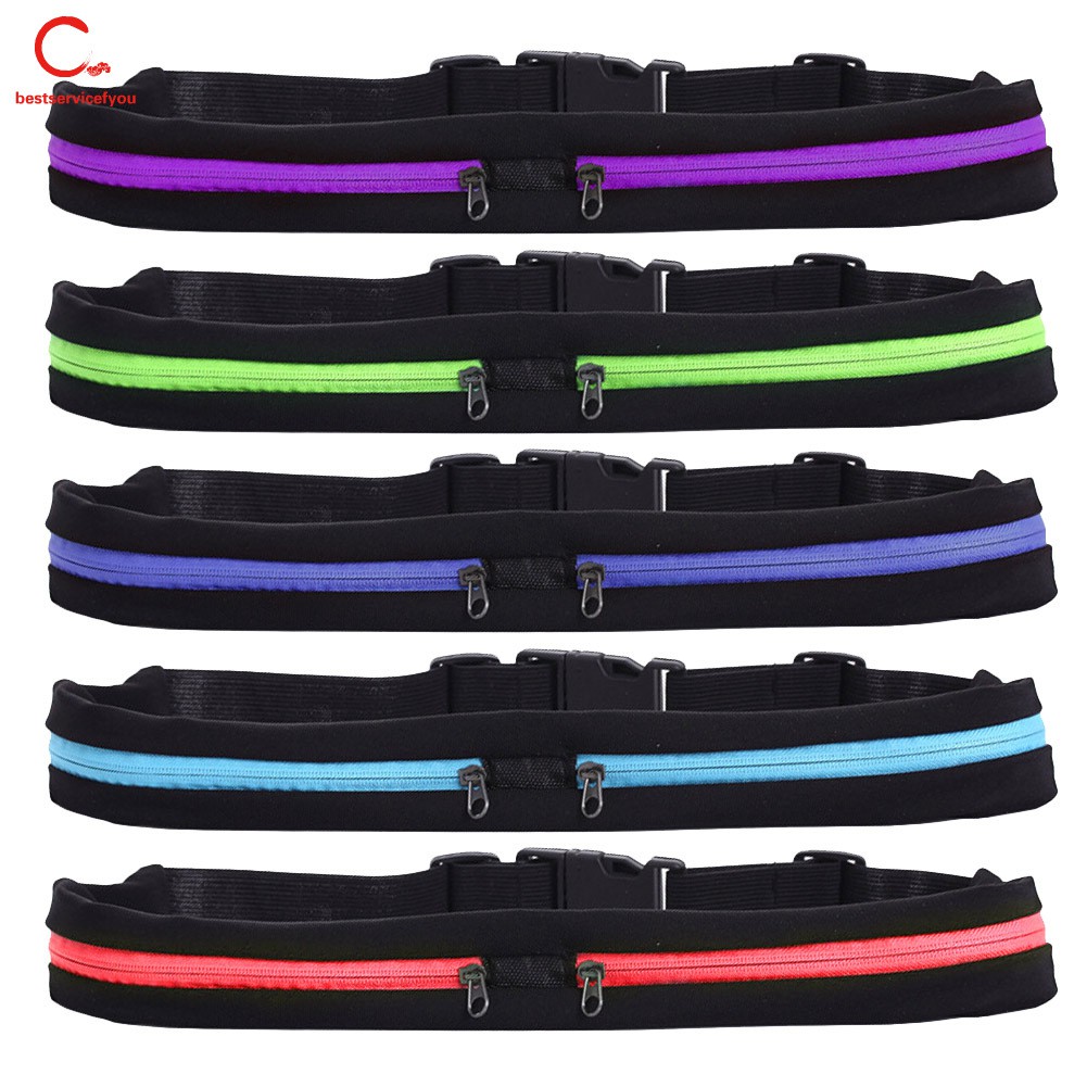 Dual Pocket Running Belt Adjustable Waist Bag for Sports Fitness Mobile Phones