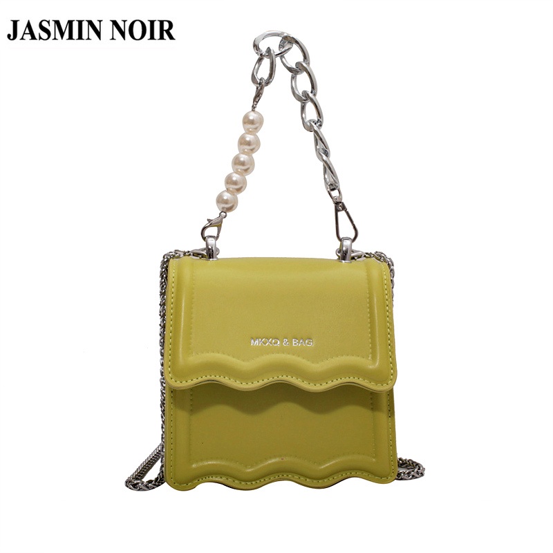 JASMIN NOIR Túi Đeo Chéo Da PU Phối Dây Xích Thời Trang Nữ