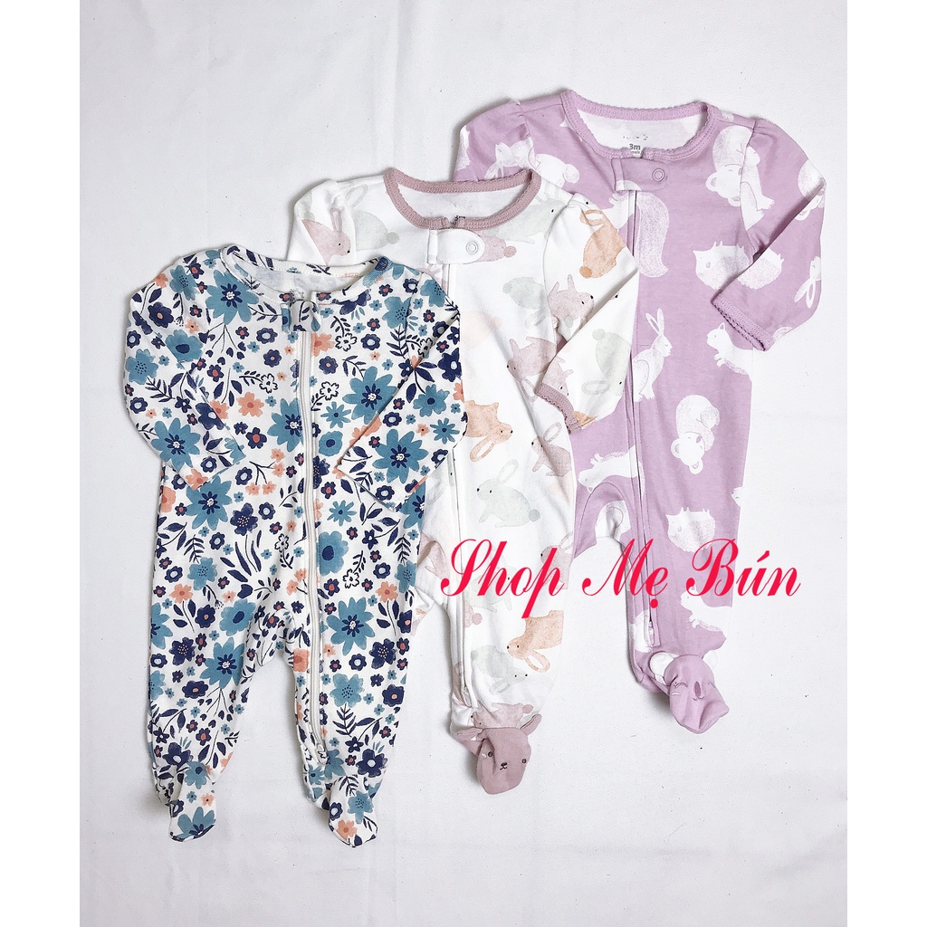 Body sleep vải 100% cotton, bộ liền thân cho bé trai, bé gái hàng xuất dư xịn