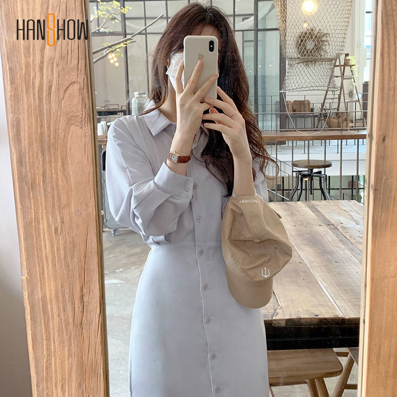 Đầm Sơ Mi Dài Tay Trơn Màu Xinh Xắn Dành Cho Nữ 2021 | BigBuy360 - bigbuy360.vn