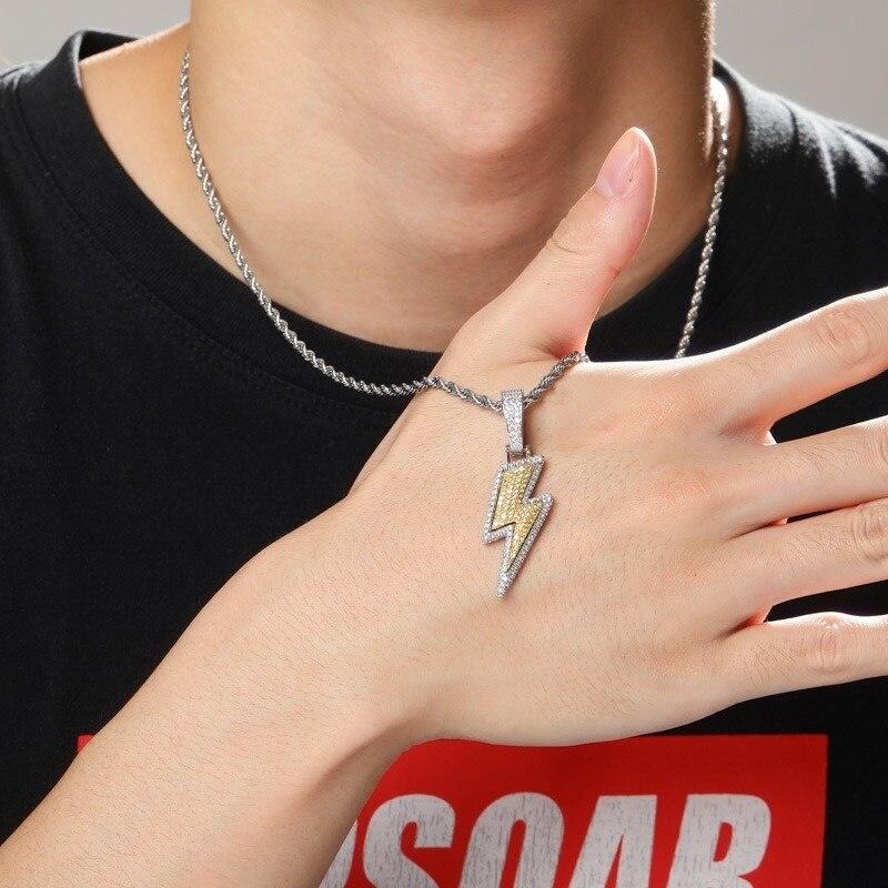Dây chuyền thời trang mặt hình tia chớp khảm đá zircon hip hop cá tính dễ phối đồ - HSU
