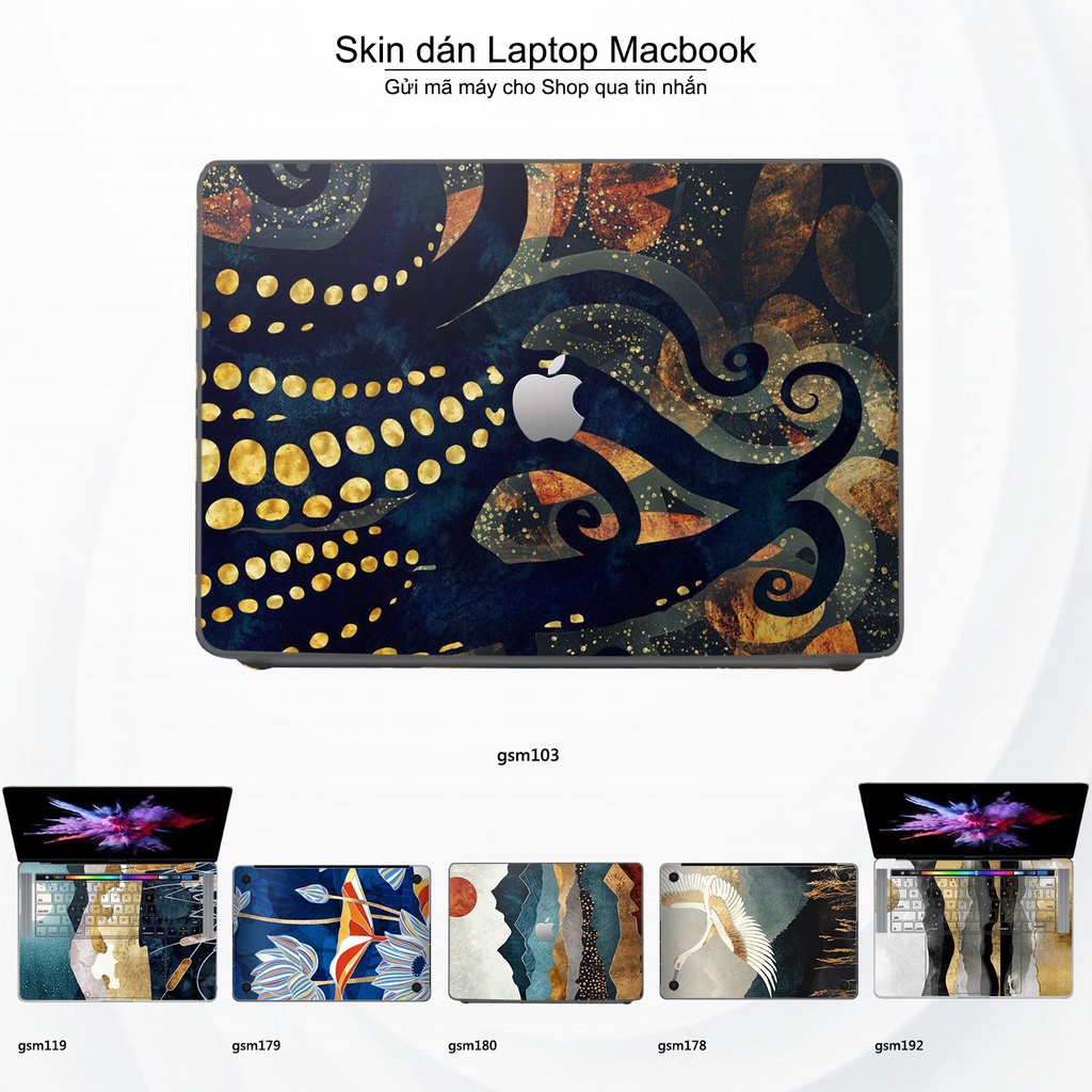 Skin dán Macbook mẫu sơn mài (đã cắt sẵn, inbox mã máy cho shop)