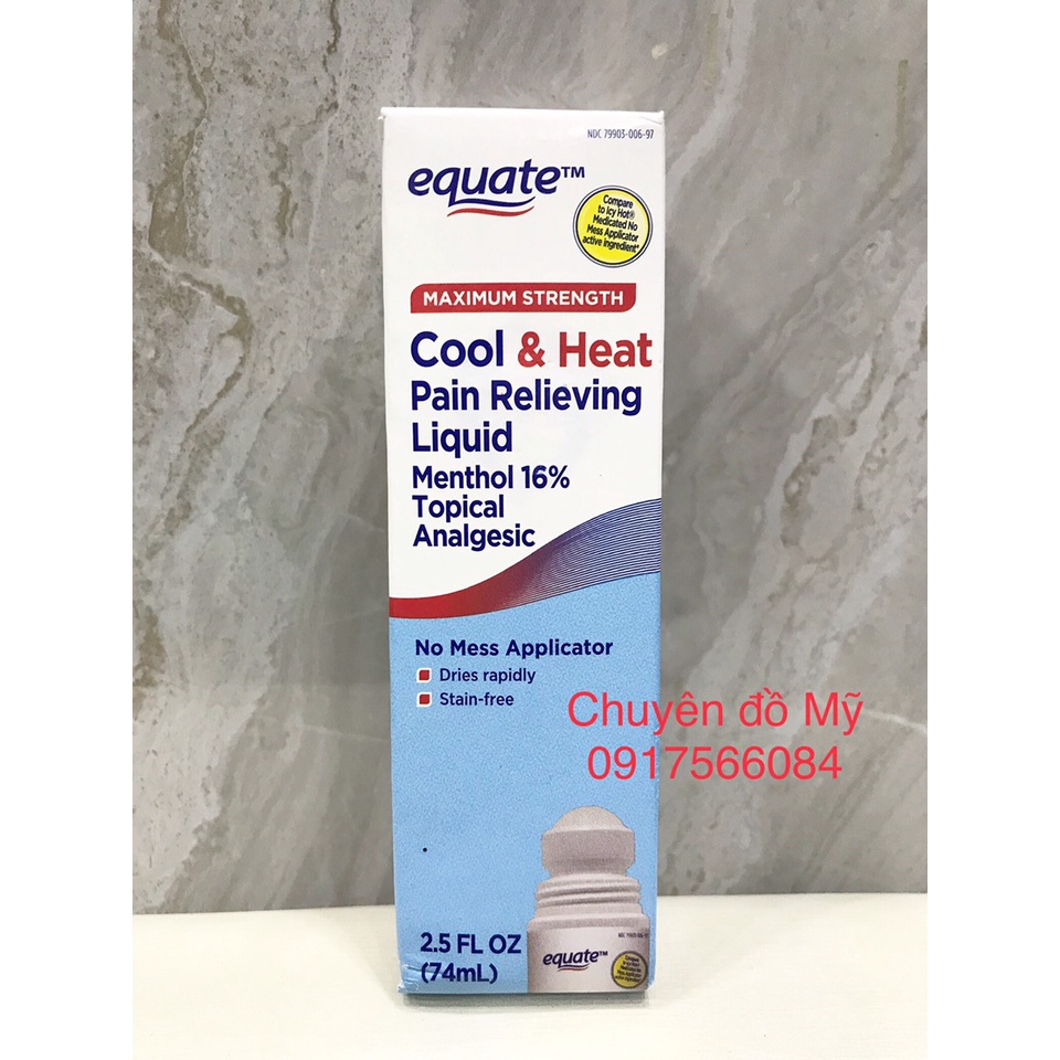 Date T8/2026_ Dầu nóng xoa bóp dạng lăn Equate 74ml của Mỹ