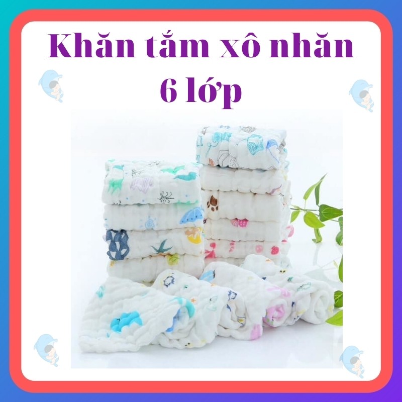 Khăn Tắm Xô Nhăn Sợi Tre 6 Lớp Cho Bé, Mềm Mại, Siêu Thấm, Kích Thước 110*110cm