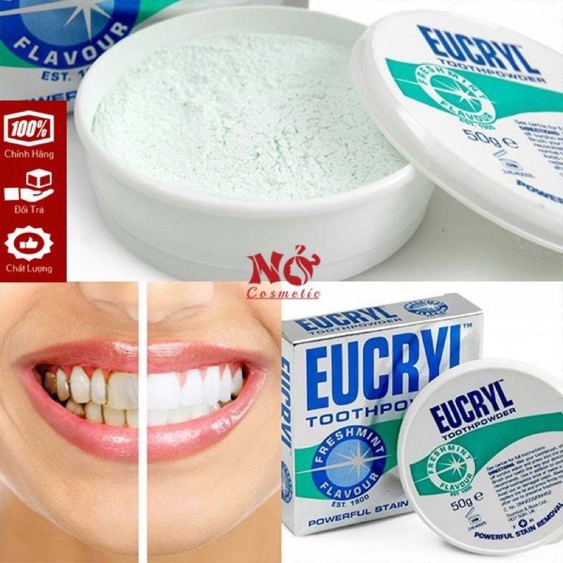 Combo Kem Đánh Răng Eucryl &amp; Bột Trắng Răng Eucryl Anh Quốc