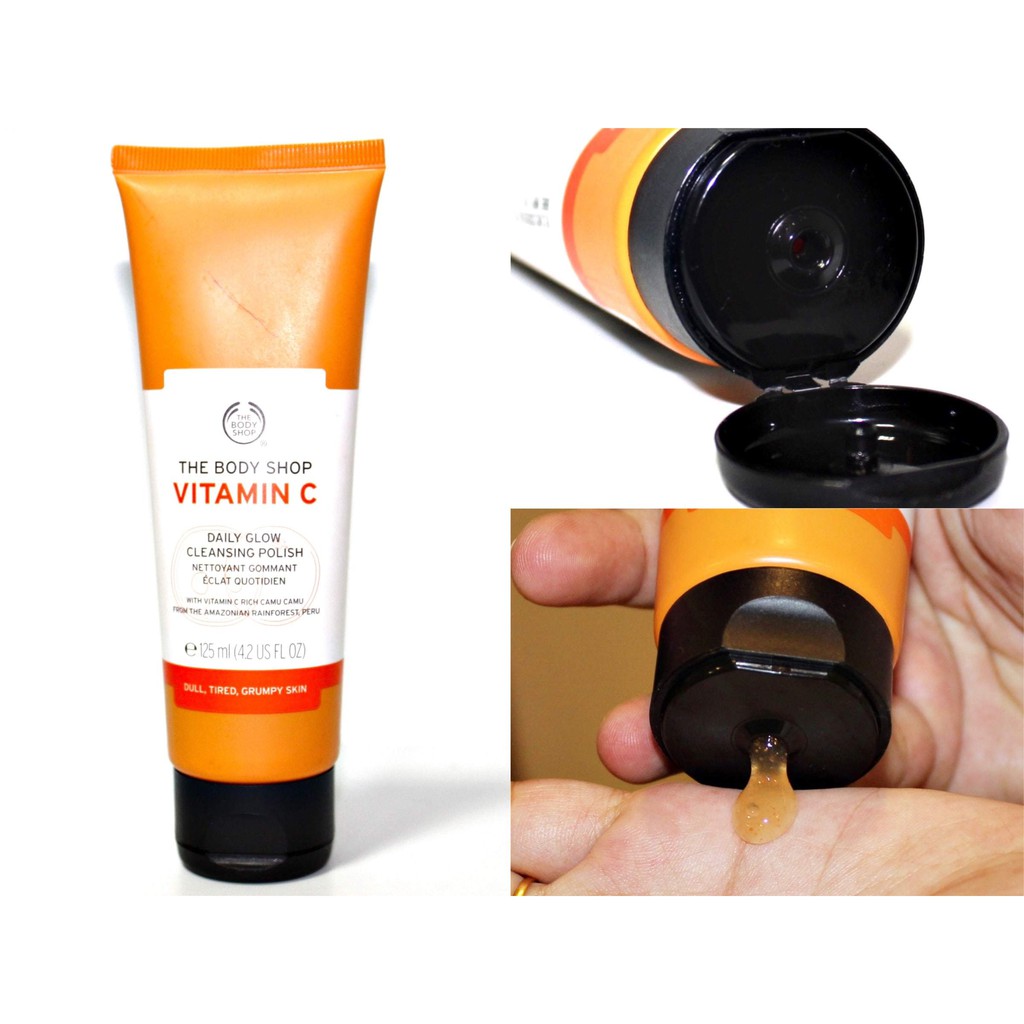 SỬA RỬA MẶT TẨY TẾ BÀO CHẾT VITAMIN C DAILY GLOW FACIAL CLEANSING POLISH 125ML THE BODY SHOP