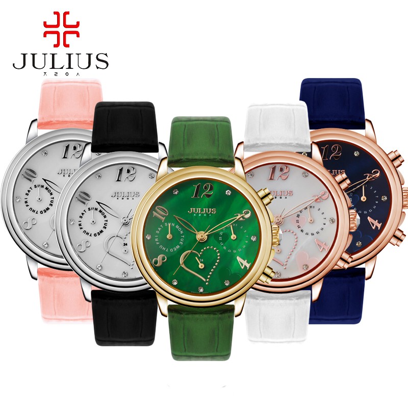 Đồng hồ nữ Hàn Quốc Julius JA-844 dây da 6 kim năng động
