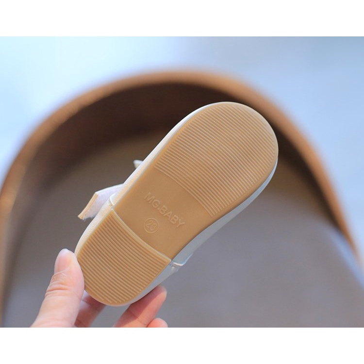 Giày búp bê da đế mềm đính nơ xinh xắn cho bé gái 1-8 tuổi