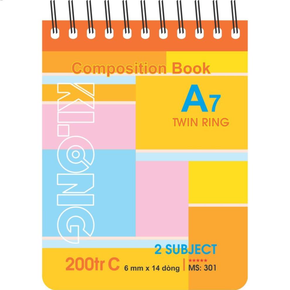 Sổ lò xo kép KLONG A7 200tr Bìa Nhựa KLONG; MS: 301 .