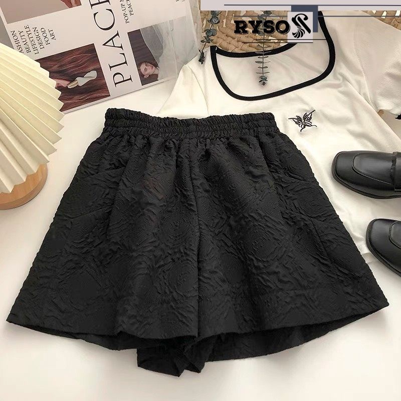 Quần short nữ dập nổi 3D xốp phồng hàng đẹp xinh xắn - Quần sooc xốp hoa phối nhiều kiểu áo năng động