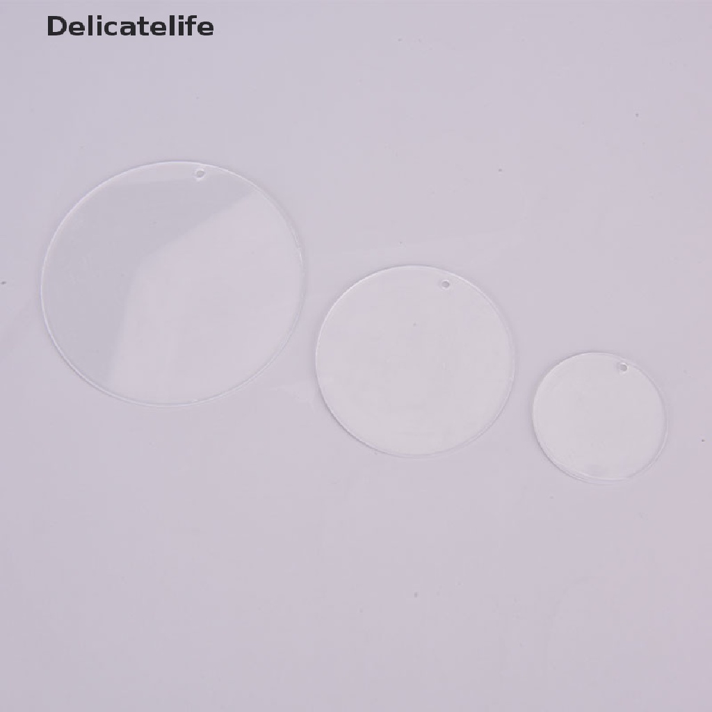 Set 10 mặt dây chuyền hình tròn bằng acrylic trong suốt DIY