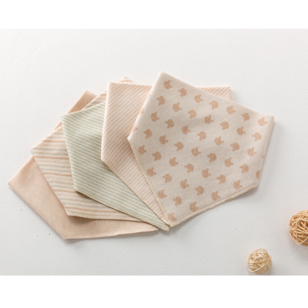 [CAO CẤP]Khăn yếm tam giác cotton hữu cơ tự nhiên 100% an toàn cho bé thấm hút tốt, yếm dãi 2 cúc bấm