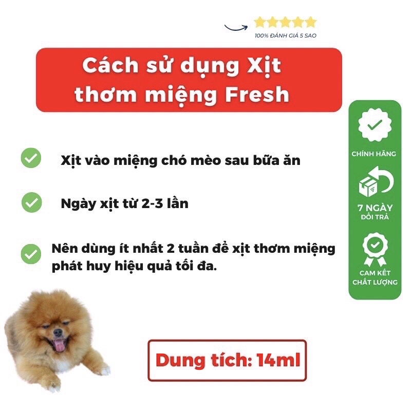 Xịt Thơm Răng Miệng Cho Chó Mèo Fresh Friend Trị Hôi Miệng Cho Thú Cưng ❤️🐈🐶