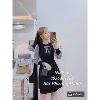 Váy len phối tay sơ mi kẻ caro