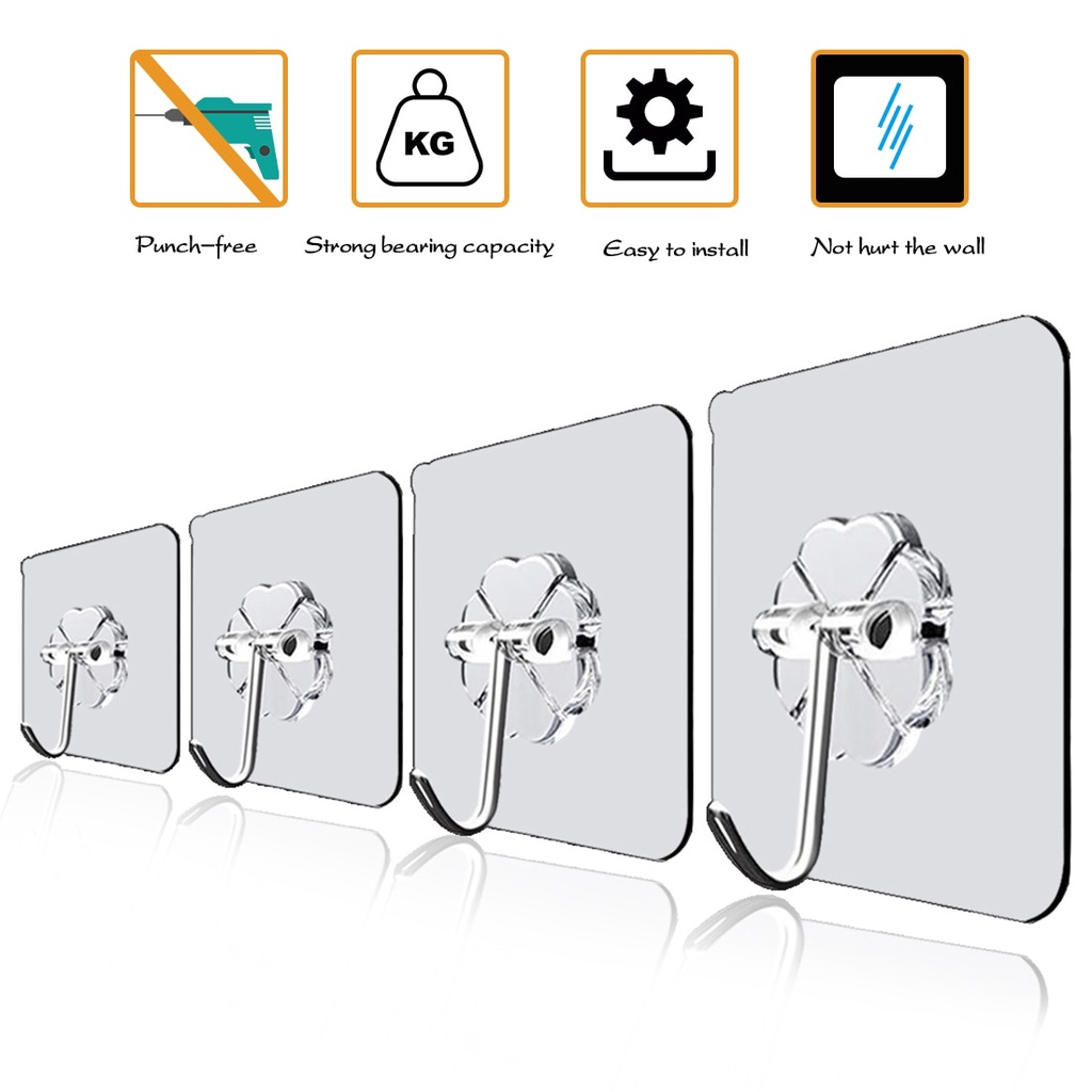 Set 5 móc treo đồ dán tường trong suốt chịu lực tốt tiện dụng cho nhà bếp/phòng tắm