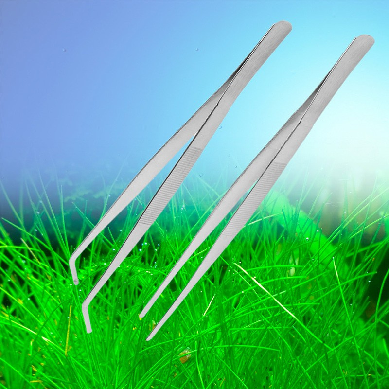 Nhíp gắp đầu thẳng/ đầu cong bằng thép không gỉ 30cm tiện lợi dành cho trồng cây trong bể cá