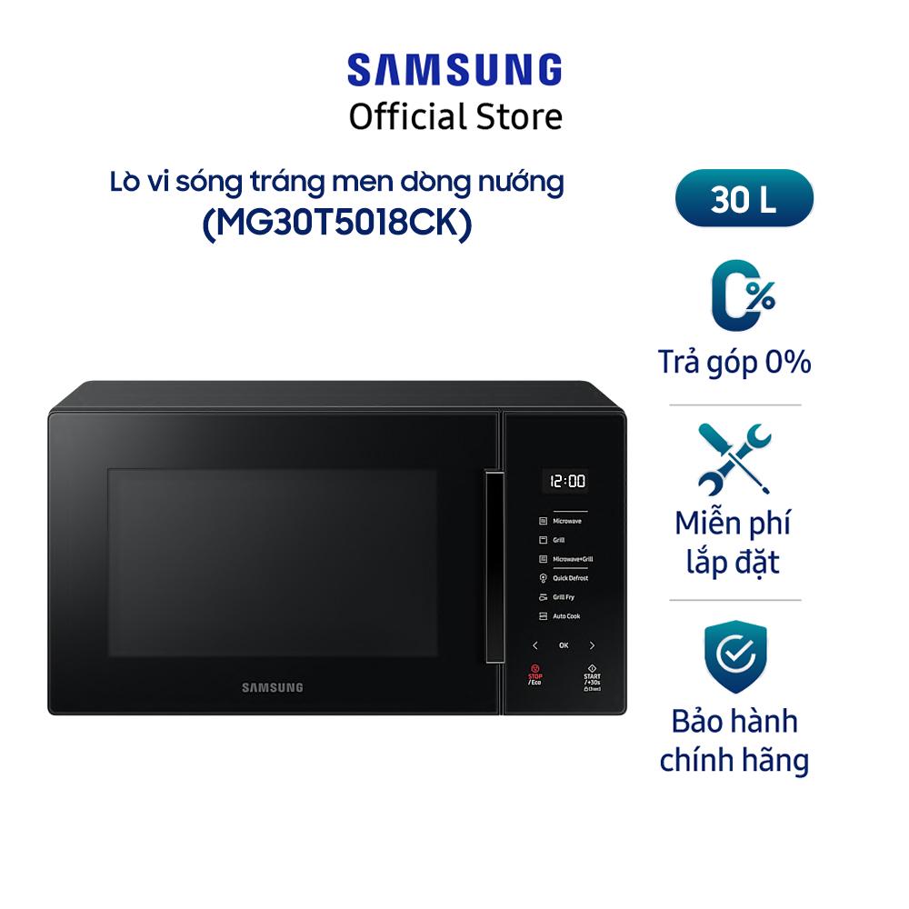 [Mã ELSAM5 giảm 10% đơn 500K] Lò Vi Sóng Tráng Men Có Nướng Samsung MG30T5018CK/SVV(30 lít)