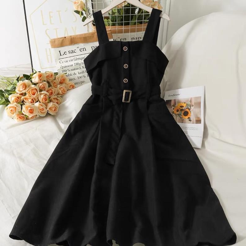 SIÊU RẺ Yếm váy nhung tăm kèm đai thắt eo dáng váy xoè rộng. Đầm vintage đi học, công sở k