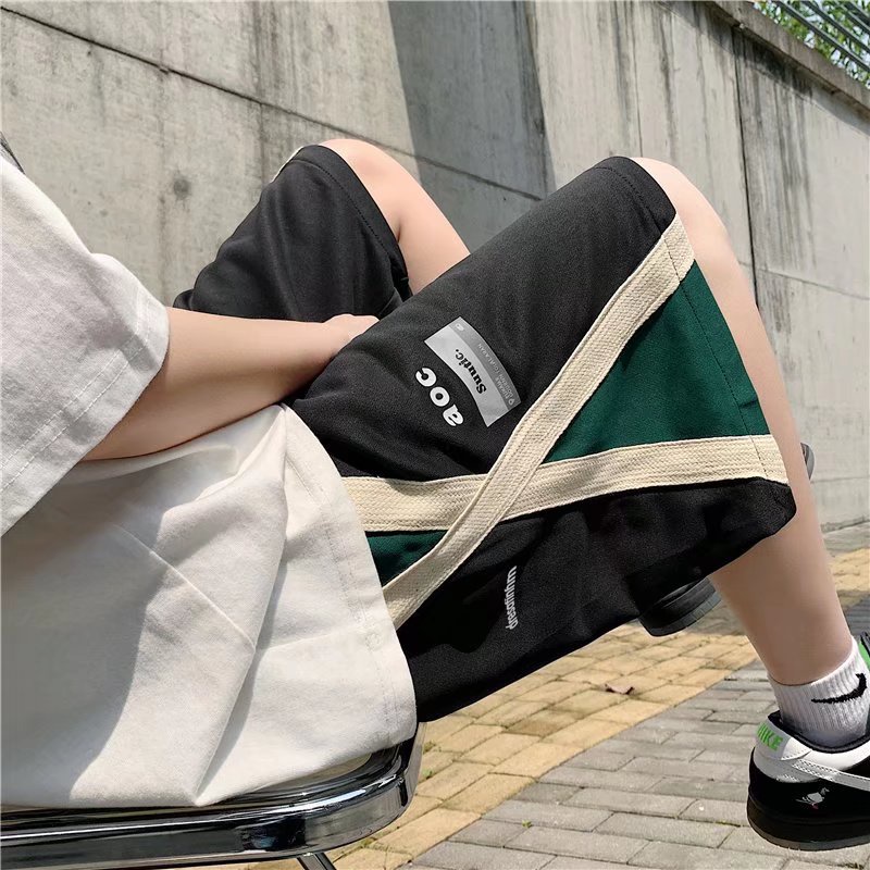 【M-3XL】Quần Short Thể Thao Dáng Rộng Phối Màu Tương Phản Đơn Giản Thời Trang Mùa Hè Hàn Quốc Cho Nam
