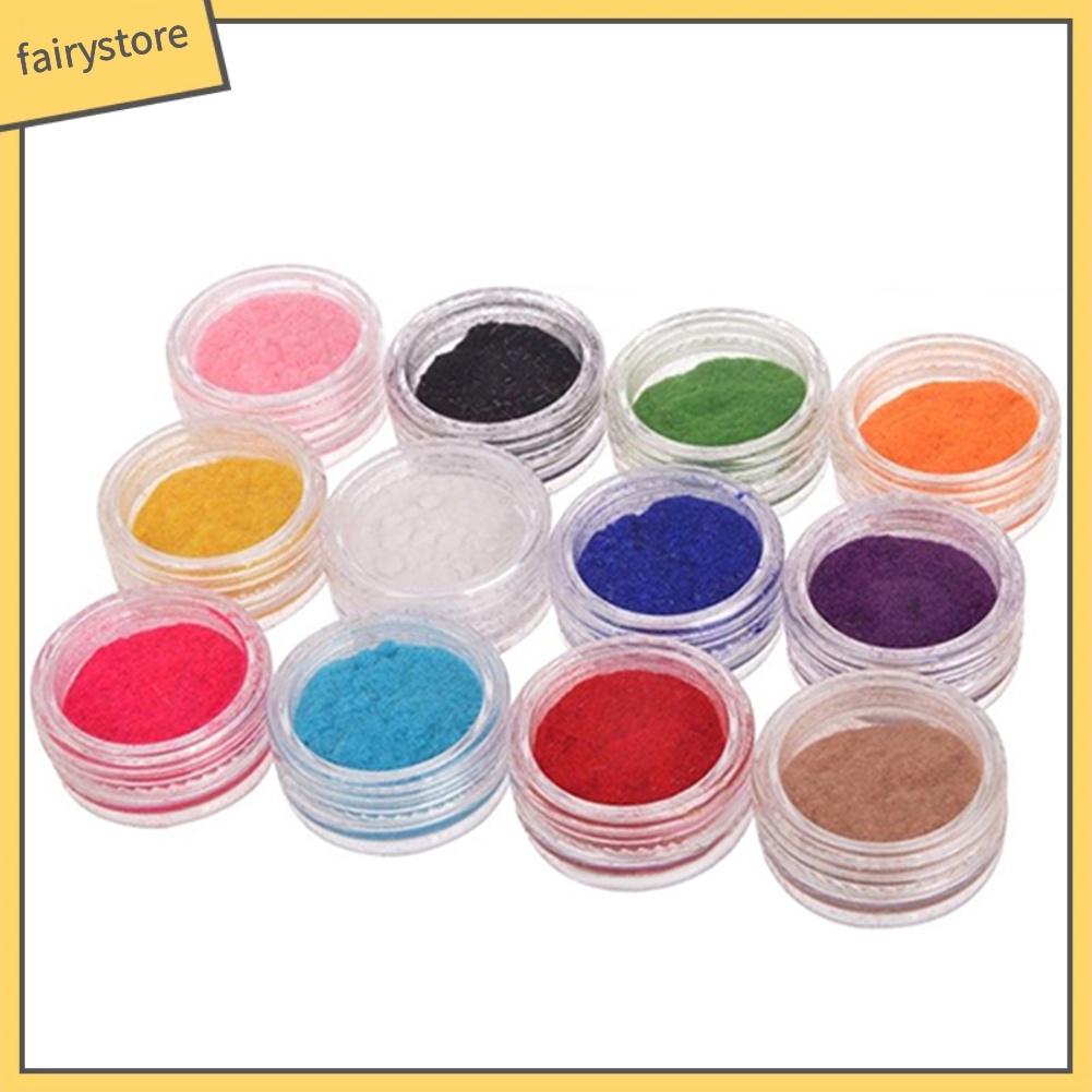 [Hàng mới về] Bộ 12 hộp bột trang trí móng màu khác nhau tiện dụng cho nữ