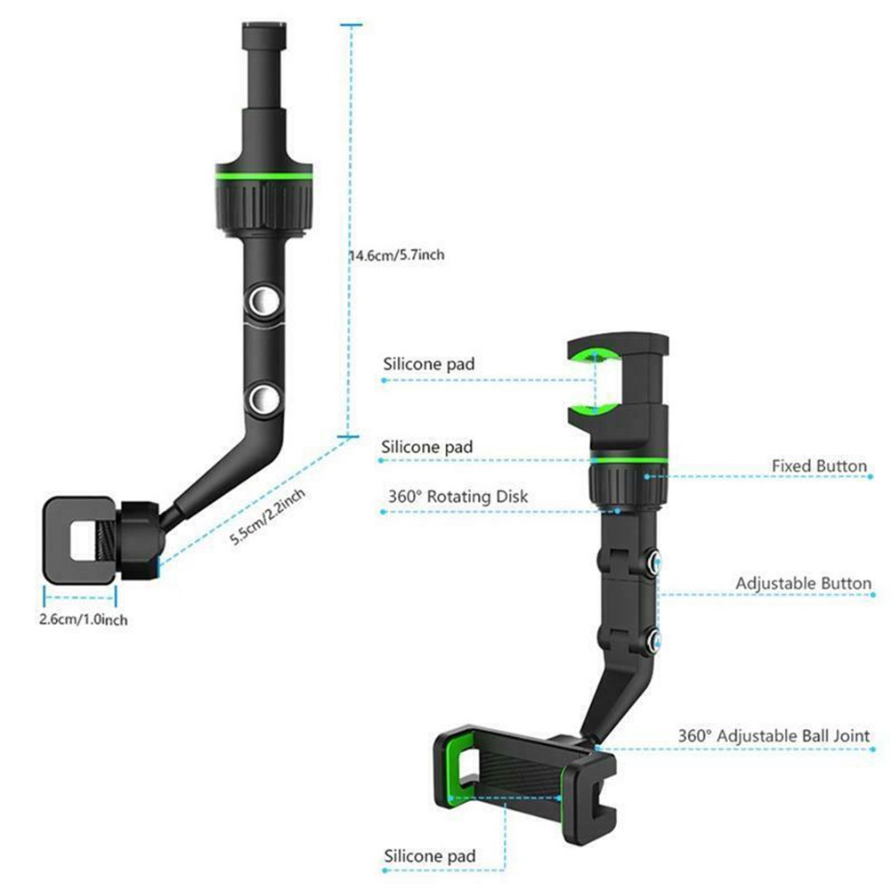 360° Giá Đỡ Điện Thoại Gắn Kính Chiếu Hậu Xe Hơi Tiện Dụng