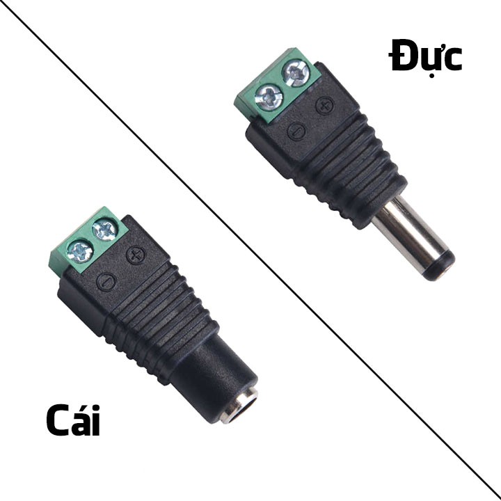 Jack DC Nối Nguồn Đực/Cái 5.5x2.1mm - Jack Nối Nguồn Camera Có Ốc Vặn