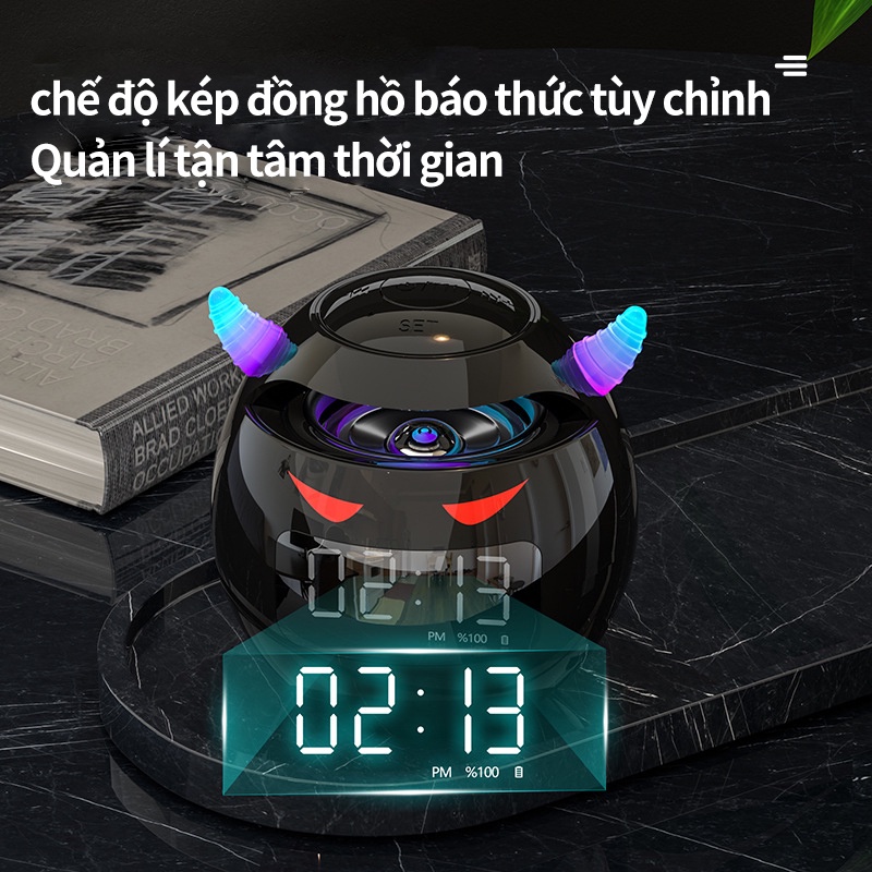 Loa bluetooth đèn Siêu Trầm Độ Loa Âm Ngủ Cao Đa Năng Đồng Hồ Báo Thức -Bảo hành