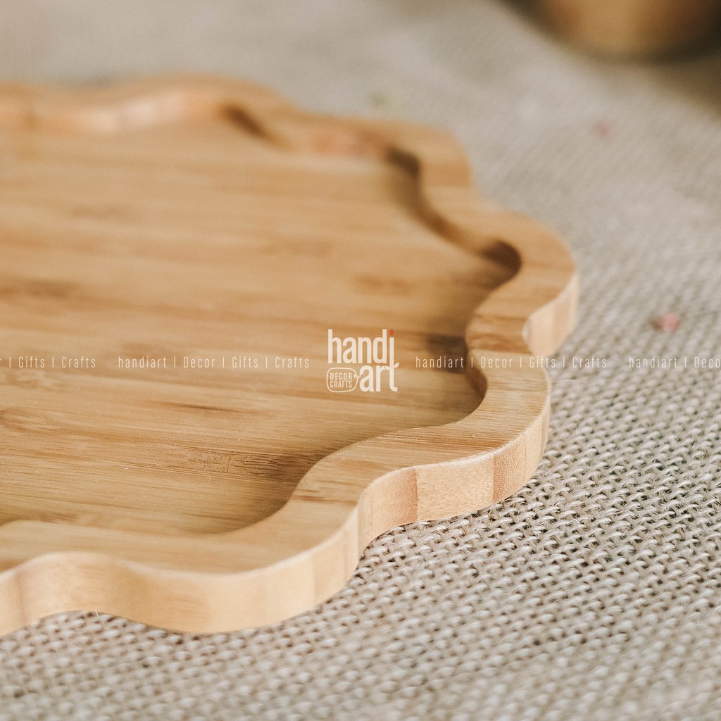 Khay gỗ tre hình bông hoa - Khay gỗ tre đựng thức ăn- bamboo wooden tray