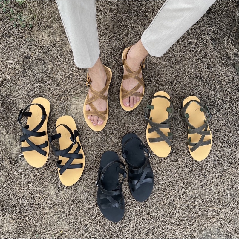 Dép Sandal Unisex Cao Cấp Da Bò Thật Sandal Quai Ngang Nam Nữ Trẻ Trung Đế Caosu Chống Nước Atshoes XDxsg202