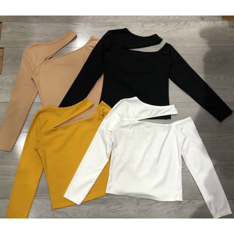Áo thu đông cotton bozip co dãn cổ vuông và cổ khoét [HOT NHẤT] chất siêu xịn