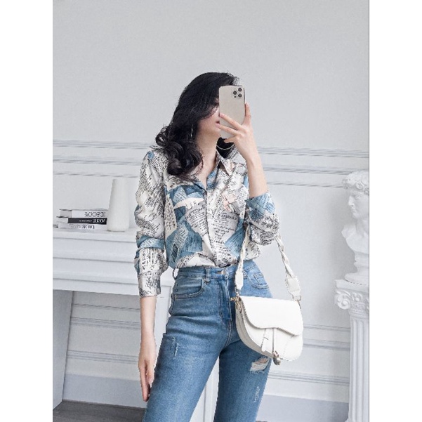 Áo sơmi công sở nữ chất lụa trượt hàn mềm mát không nhăn nhàu vnxk
