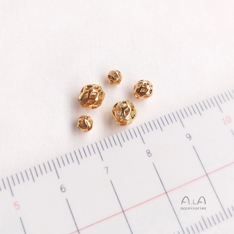 Bộ 10 hạt vuông rỗng 14K tự làm trang sức