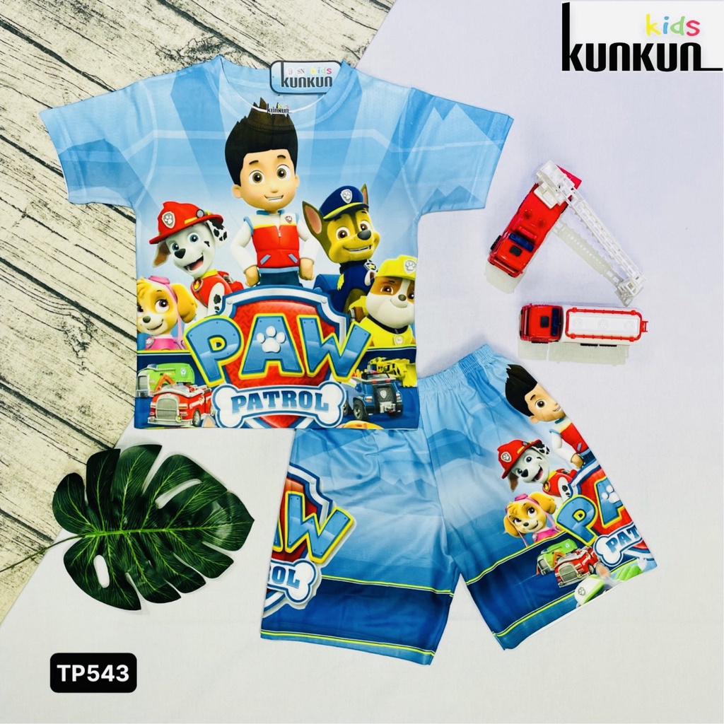 Quần áo bé trai in hình Đội chú chó cứu hộ chất Thun lạnh KunKun Kid TP543 - Đồ bộ bé trai size đại từ 10-60kg