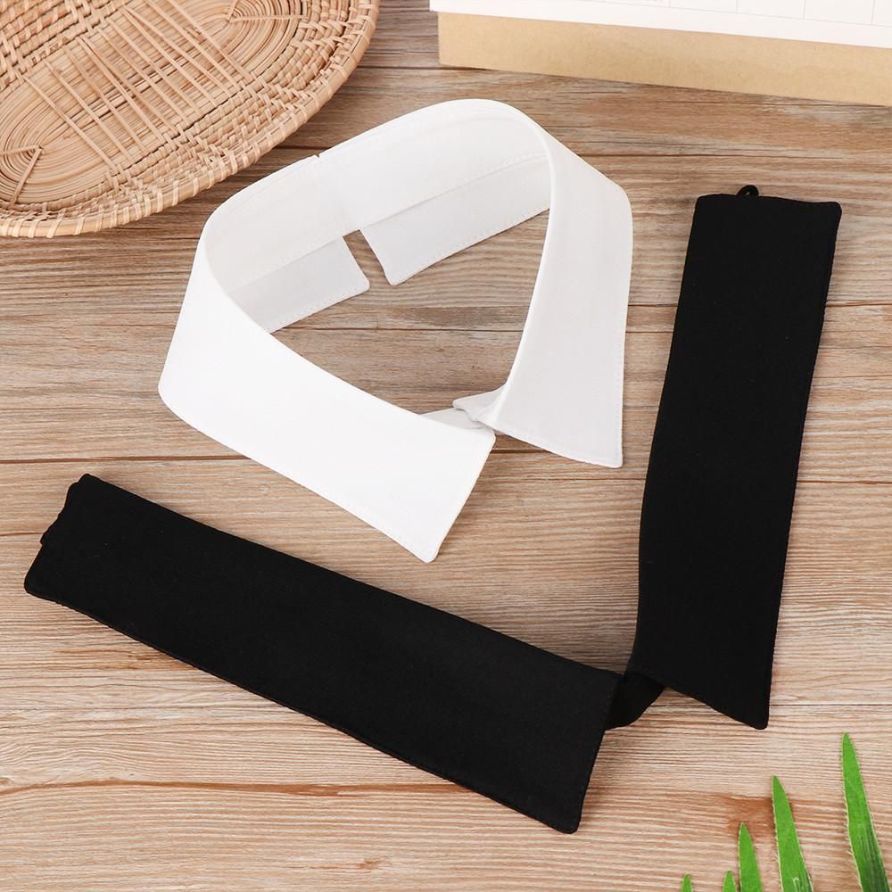 Cổ Áo Sơ Mi Giả Bằng Cotton Màu Trắng/Đen Cổ Điển Có Thể Tháo Rời