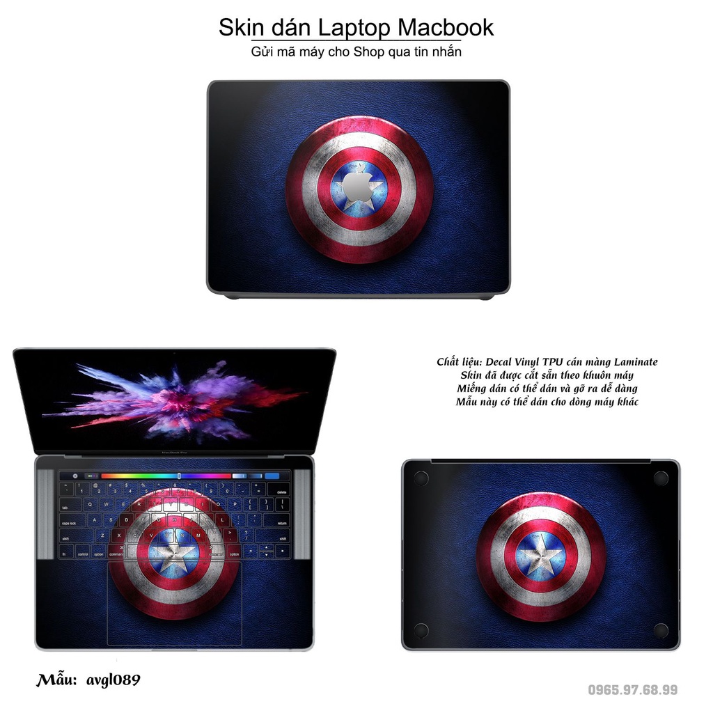 Skin dán Macbook mẫu Avenger (đã cắt sẵn, inbox mã máy cho shop)