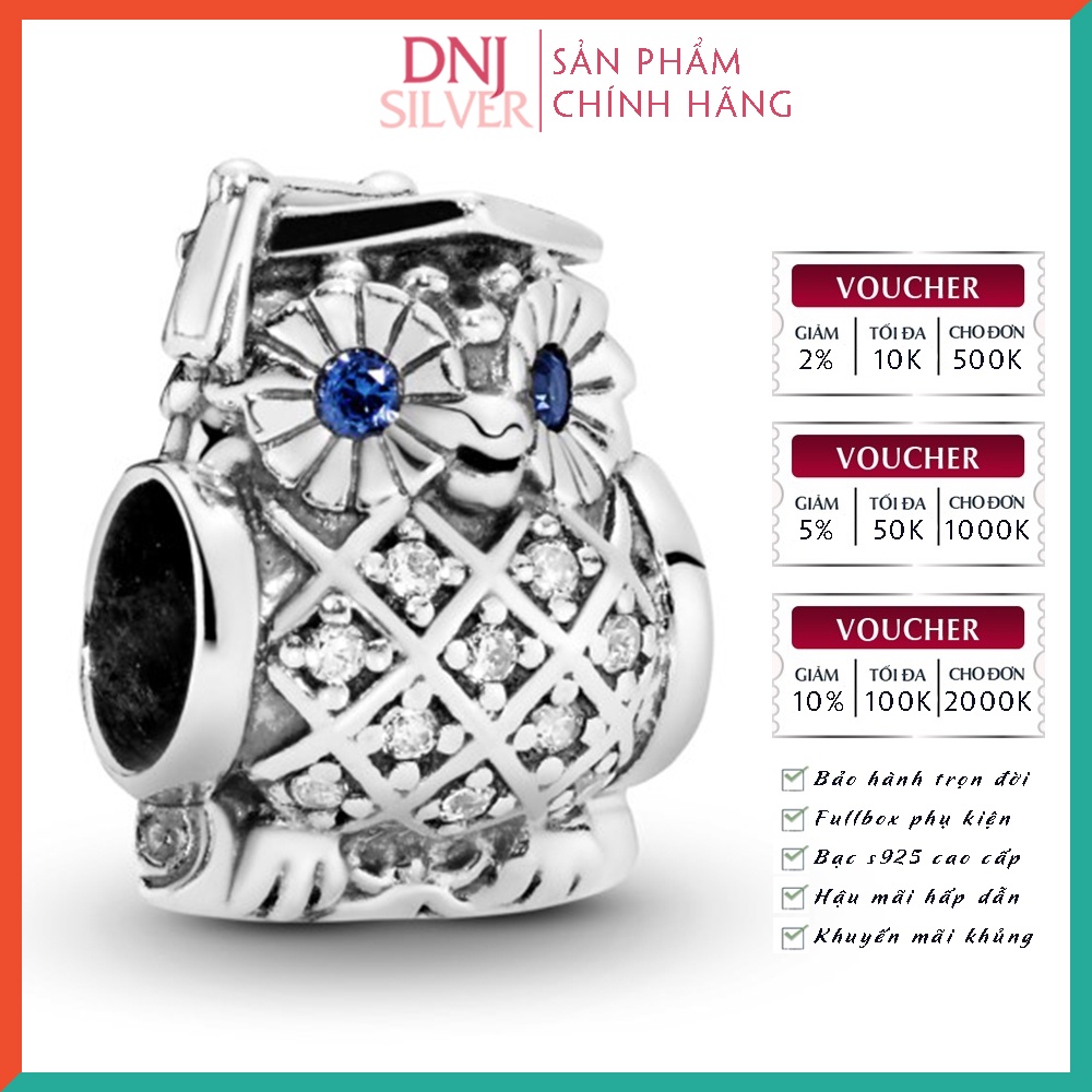 Charm bạc 925 cao cấp, hàng chuẩn bạc - Charm Owl Graduate thích hợp để mix vòng tay charm - DN195
