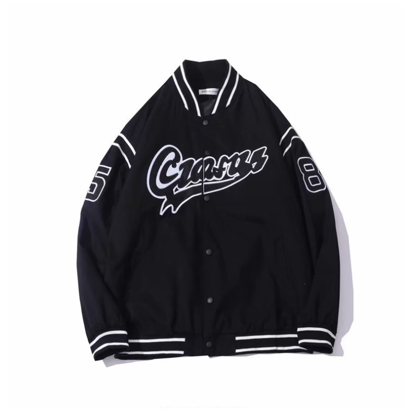 Áo khoác bóng chày dáng rộng thêu họa tiết thời trang phong cách Hàn Quốc cho nam và nữ