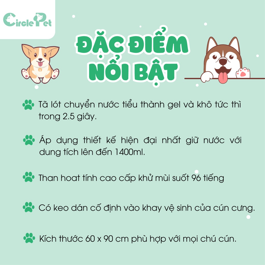 Tấm Tã Lót Vệ Sinh Cho Chó Có Chứa Than Hoạt Tính CHARCOAL BLUE - Circle Pet