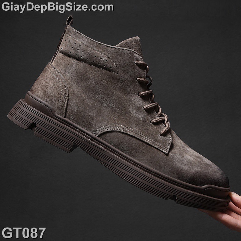 Giày boot (bốt) da bò, giày đốc cổ cao big size cỡ lớn cho nam chân to